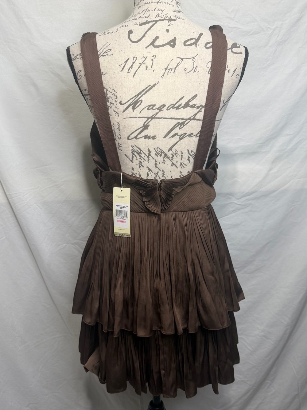 BCBG MAX AZRIA RUNWAY Tiered Brown V-Neck Ruffle Mini Dress Size 10 NWT. $566.00 - Picture 8 of 13